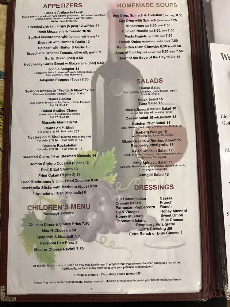 John's Italian Restaurant Menu image 4
